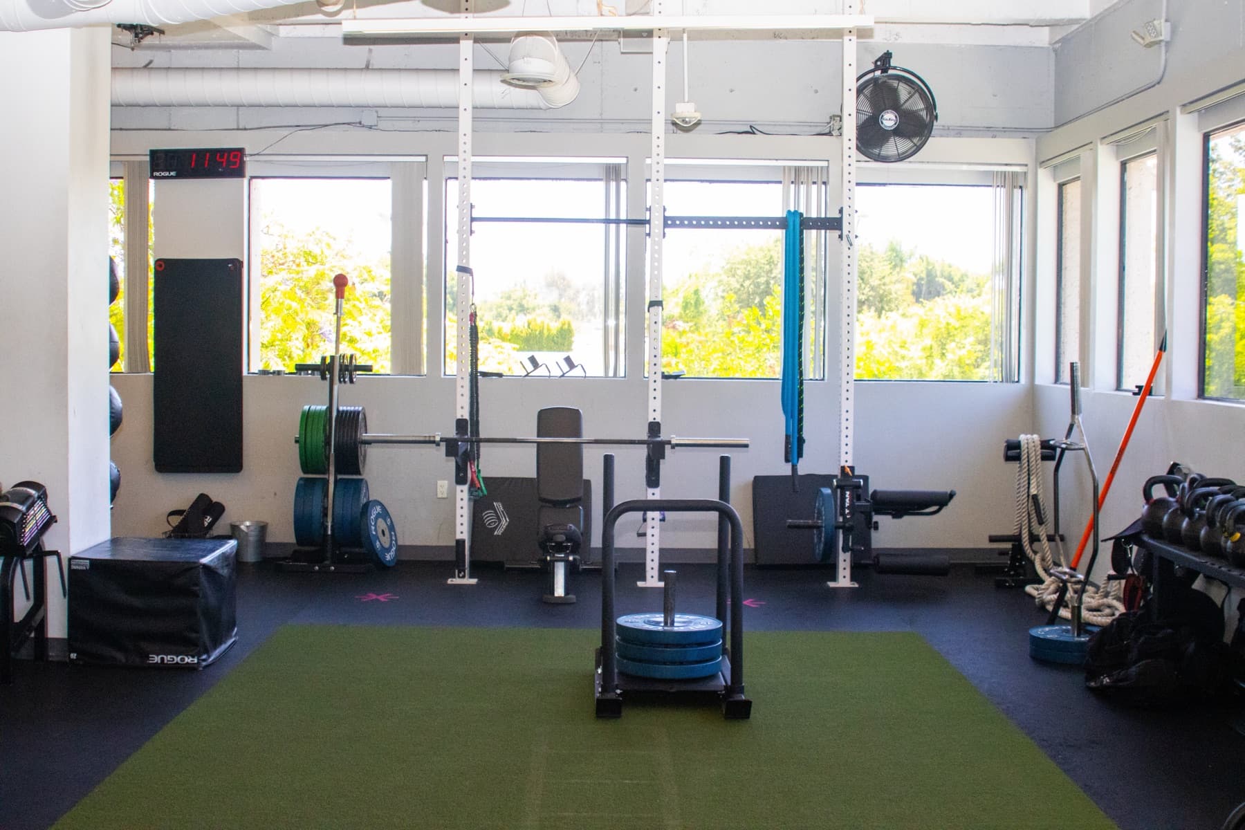 QiroFit training floor with strength and rehab equipment in Los Angeles.